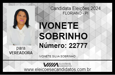 Candidato IVONETE SOBRINHO 2024 - FLORIANO - Eleições