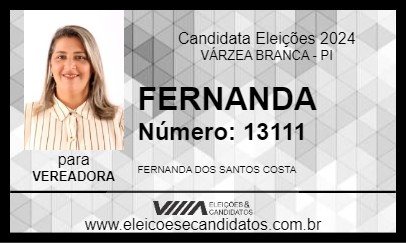 Candidato FERNANDA 2024 - VÁRZEA BRANCA - Eleições