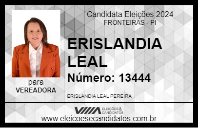 Candidato ERISLANDIA LEAL 2024 - FRONTEIRAS - Eleições