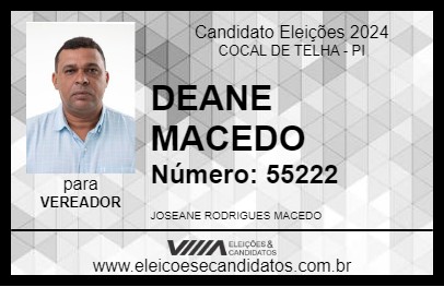 Candidato DEANE MACEDO 2024 - COCAL DE TELHA - Eleições