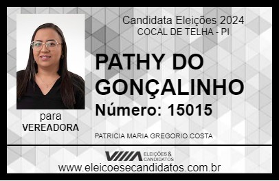 Candidato PATHY DO GONÇALINHO 2024 - COCAL DE TELHA - Eleições