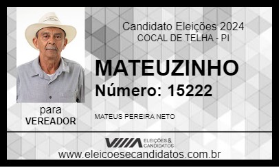 Candidato MATEUZINHO 2024 - COCAL DE TELHA - Eleições