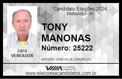 Candidato TONY MANONAS 2024 - PARNAÍBA - Eleições