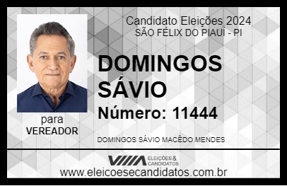 Candidato DOMINGOS SÁVIO 2024 - SÃO FÉLIX DO PIAUÍ - Eleições