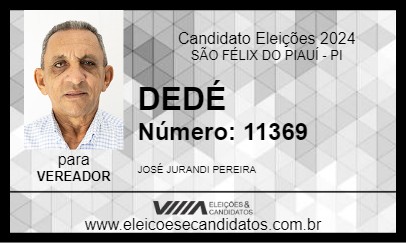 Candidato DEDÉ 2024 - SÃO FÉLIX DO PIAUÍ - Eleições