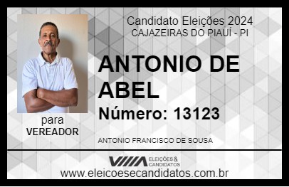 Candidato ANTONIO DE ABEL 2024 - CAJAZEIRAS DO PIAUÍ - Eleições