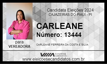 Candidato CARLEANE 2024 - CAJAZEIRAS DO PIAUÍ - Eleições