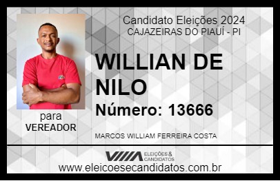 Candidato WILLIAN DE NILO 2024 - CAJAZEIRAS DO PIAUÍ - Eleições