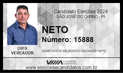 Candidato NETO 2024 - SÃO JOSÉ DO DIVINO - Eleições