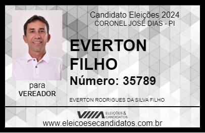 Candidato EVERTON FILHO 2024 - CORONEL JOSÉ DIAS - Eleições