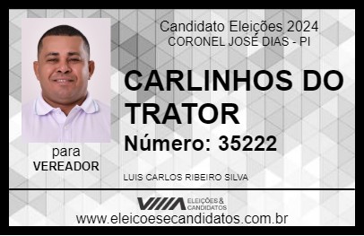 Candidato CARLINHOS DO TRATOR 2024 - CORONEL JOSÉ DIAS - Eleições