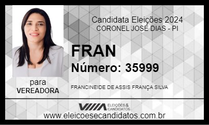 Candidato FRAN 2024 - CORONEL JOSÉ DIAS - Eleições