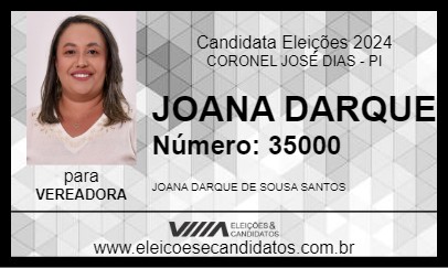 Candidato JOANA DARQUE 2024 - CORONEL JOSÉ DIAS - Eleições