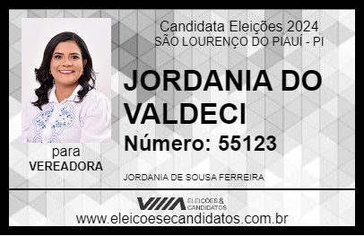 Candidato JORDANIA DO VALDECI 2024 - SÃO LOURENÇO DO PIAUÍ - Eleições