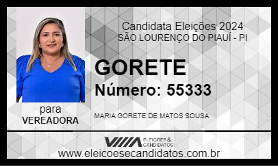 Candidato GORETE 2024 - SÃO LOURENÇO DO PIAUÍ - Eleições