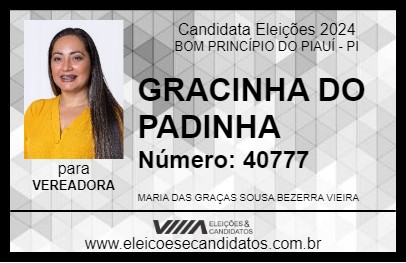 Candidato GRACINHA DO PADINHA 2024 - BOM PRINCÍPIO DO PIAUÍ - Eleições