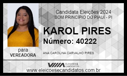 Candidato KAROL PIRES 2024 - BOM PRINCÍPIO DO PIAUÍ - Eleições