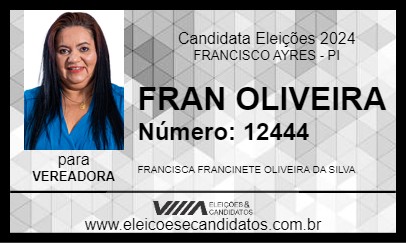 Candidato FRAN OLIVEIRA 2024 - FRANCISCO AYRES - Eleições