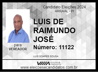 Candidato LUIS DE RAIMUNDO JOSÉ 2024 - ARRAIAL - Eleições