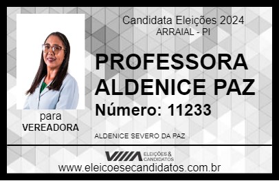 Candidato PROFESSORA ALDENICE PAZ 2024 - ARRAIAL - Eleições