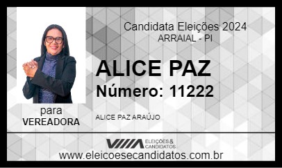 Candidato ALICE PAZ 2024 - ARRAIAL - Eleições