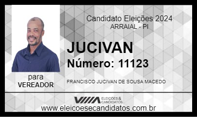 Candidato JUCIVAN 2024 - ARRAIAL - Eleições