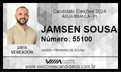 Candidato JAMSEN SOUSA 2024 - ÁGUA BRANCA - Eleições