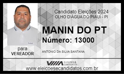 Candidato MANIN DO PT 2024 - OLHO D\ÁGUA DO PIAUÍ - Eleições