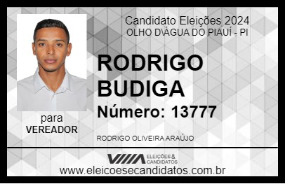 Candidato RODRIGO BUDIGA 2024 - OLHO D\ÁGUA DO PIAUÍ - Eleições