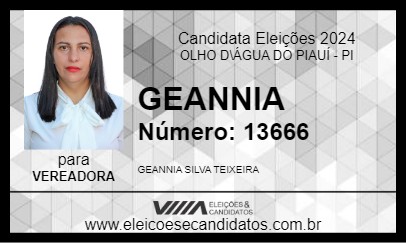 Candidato GEANNIA 2024 - OLHO D\ÁGUA DO PIAUÍ - Eleições