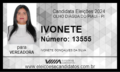 Candidato IVONETE 2024 - OLHO D\ÁGUA DO PIAUÍ - Eleições