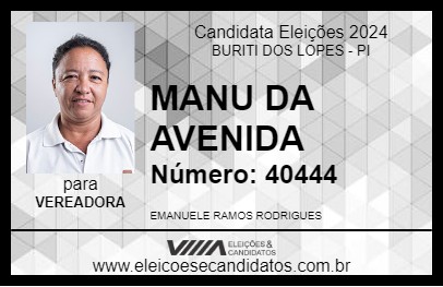 Candidato MANU DA AVENIDA 2024 - BURITI DOS LOPES - Eleições