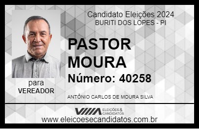 Candidato PASTOR MOURA 2024 - BURITI DOS LOPES - Eleições