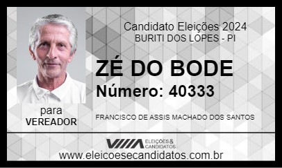 Candidato ZÉ DO BODE 2024 - BURITI DOS LOPES - Eleições