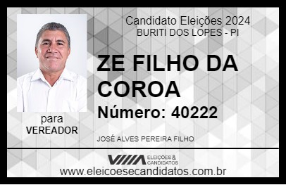 Candidato ZE FILHO DA COROA 2024 - BURITI DOS LOPES - Eleições