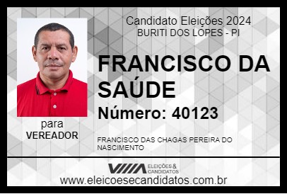 Candidato FRANCISCO DA SAÚDE 2024 - BURITI DOS LOPES - Eleições