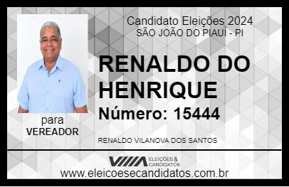 Candidato RENALDO DO HENRIQUE 2024 - SÃO JOÃO DO PIAUÍ - Eleições