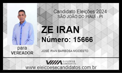 Candidato ZE IRAN 2024 - SÃO JOÃO DO PIAUÍ - Eleições