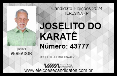 Candidato JOSELITO DO KARATÊ 2024 - TERESINA - Eleições