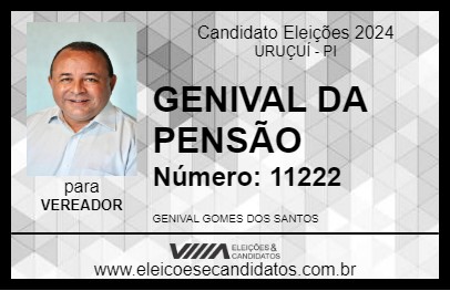 Candidato GENIVAL DA PENSÃO 2024 - URUÇUÍ - Eleições