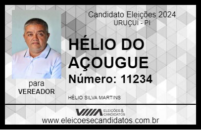 Candidato HÉLIO DO AÇOUGUE 2024 - URUÇUÍ - Eleições