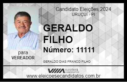 Candidato GERALDO FILHO 2024 - URUÇUÍ - Eleições