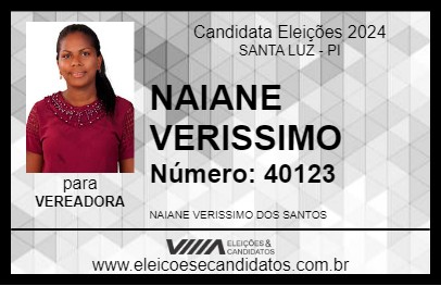 Candidato NAIANE VERISSIMO 2024 - SANTA LUZ - Eleições