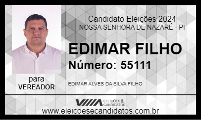 Candidato EDIMAR FILHO 2024 - NOSSA SENHORA DE NAZARÉ - Eleições