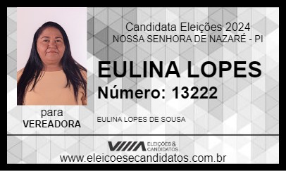 Candidato EULINA LOPES 2024 - NOSSA SENHORA DE NAZARÉ - Eleições