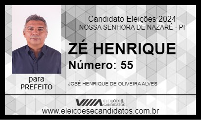 Candidato ZÉ HENRIQUE 2024 - NOSSA SENHORA DE NAZARÉ - Eleições