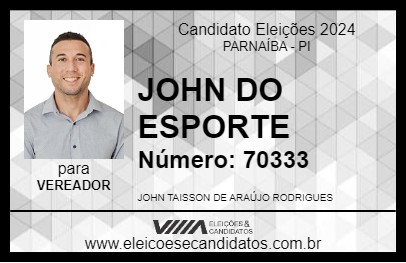 Candidato JOHN DO ESPORTE 2024 - PARNAÍBA - Eleições