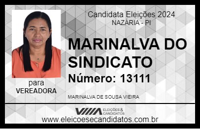 Candidato MARINALVA DO SINDICATO 2024 - NAZÁRIA - Eleições