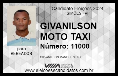 Candidato GIVANILSON MOTO TAXI 2024 - SIMÕES - Eleições