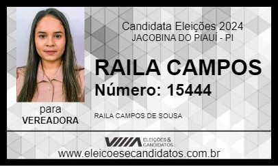 Candidato RAILA CAMPOS 2024 - JACOBINA DO PIAUÍ - Eleições